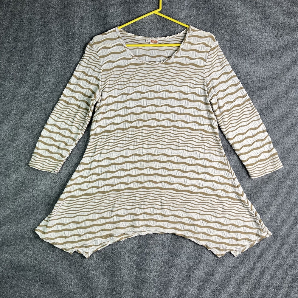 Tianello Top Womens‎ Size S Puckered Texture Lagenlook Tunic Casual